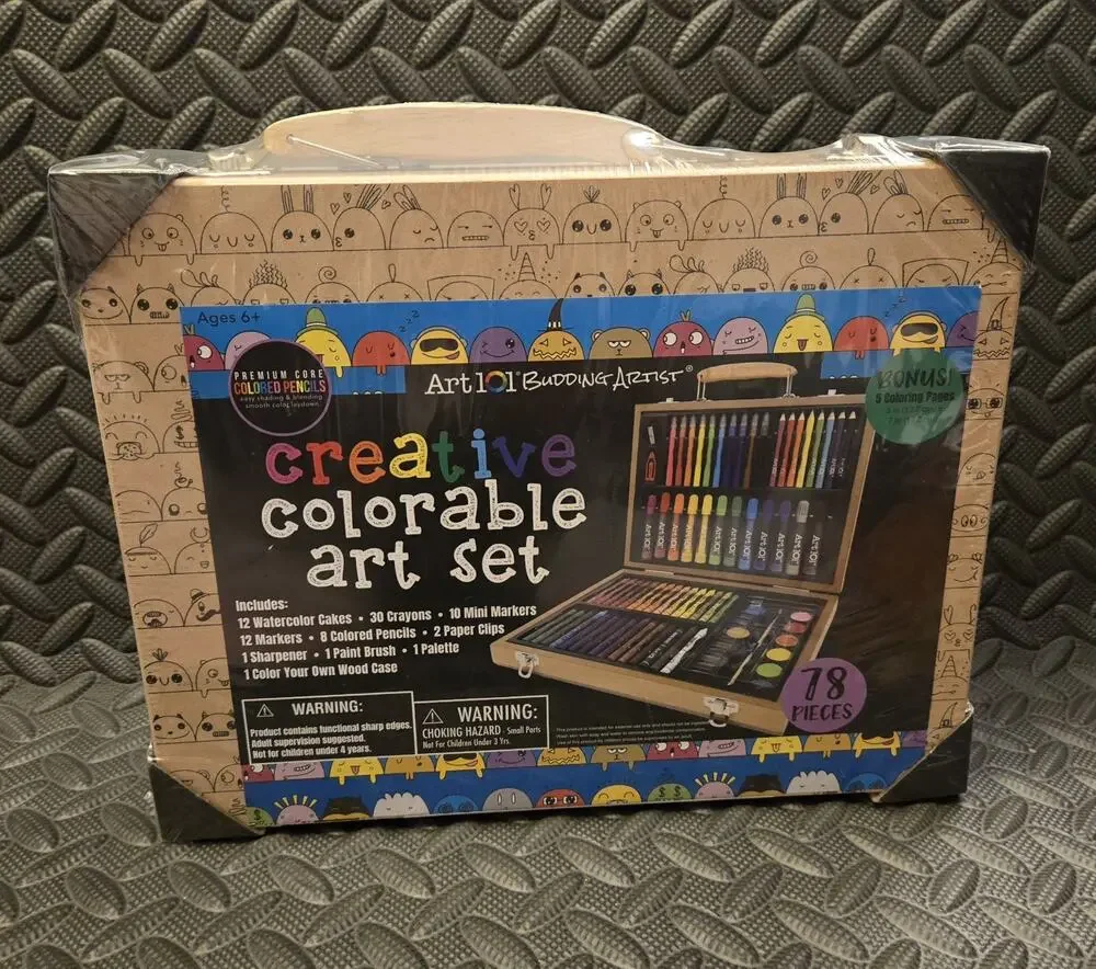 Art 101 Budding Artist Creative Colorable Art Set – 78 Pieces – New & Sealed